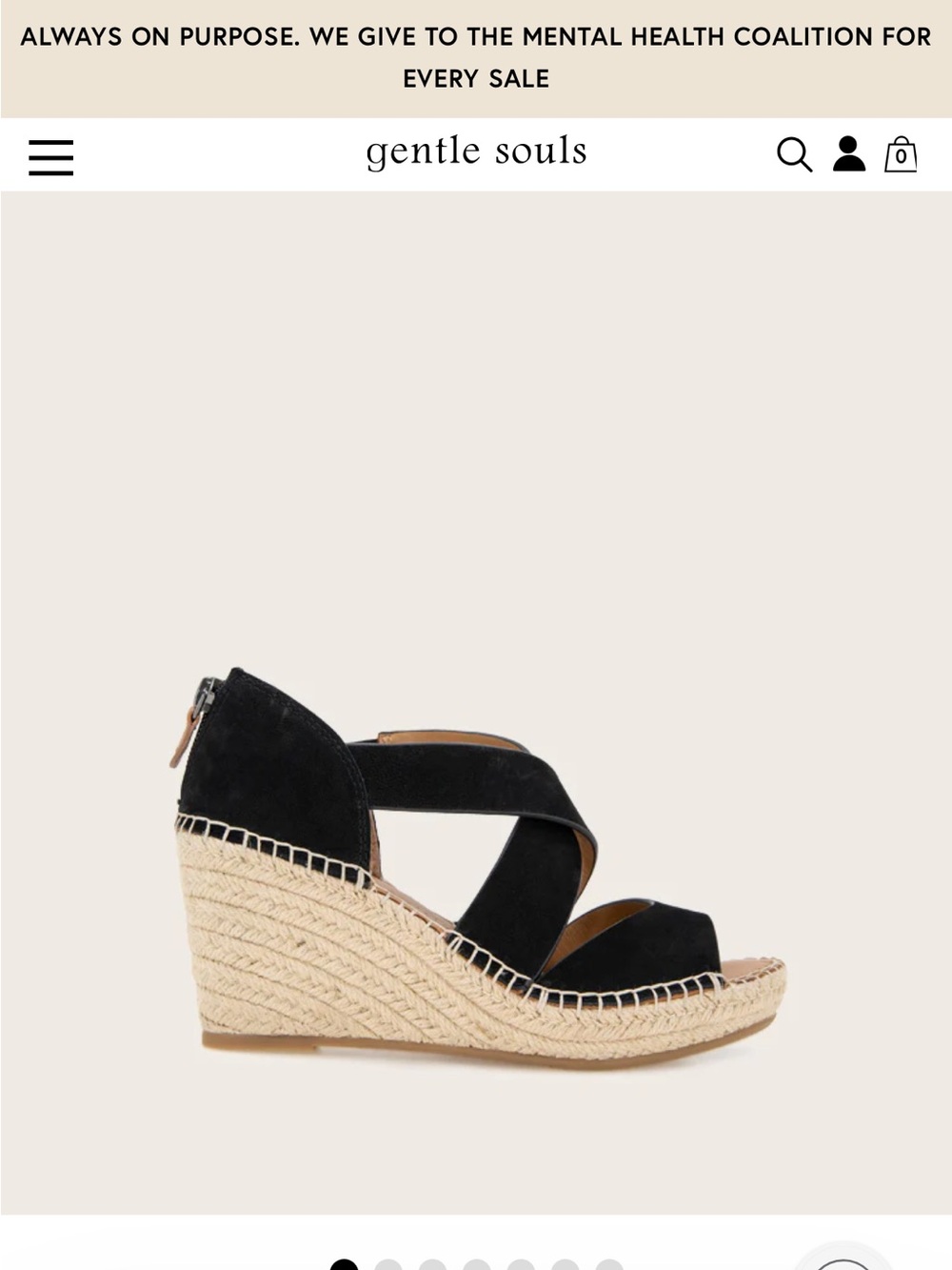 gentle souls Black Suede Espadrille Wedge Sandals with Back Zipper